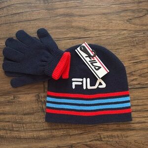 Boys FILA beanie hat and gloves set